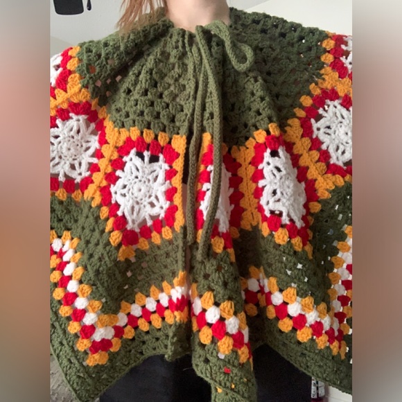 Hippie Knitted Tie up Shawl - Picture 2 of 3